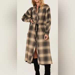 Joie Ardine Plaid Shirtdress, Black and Cream Checkered Dress